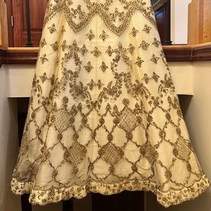 Ivory Lehenga with Gold Stone Work